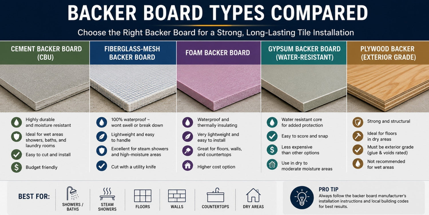 Backer board types compared by Mike Belk at BELK Tile