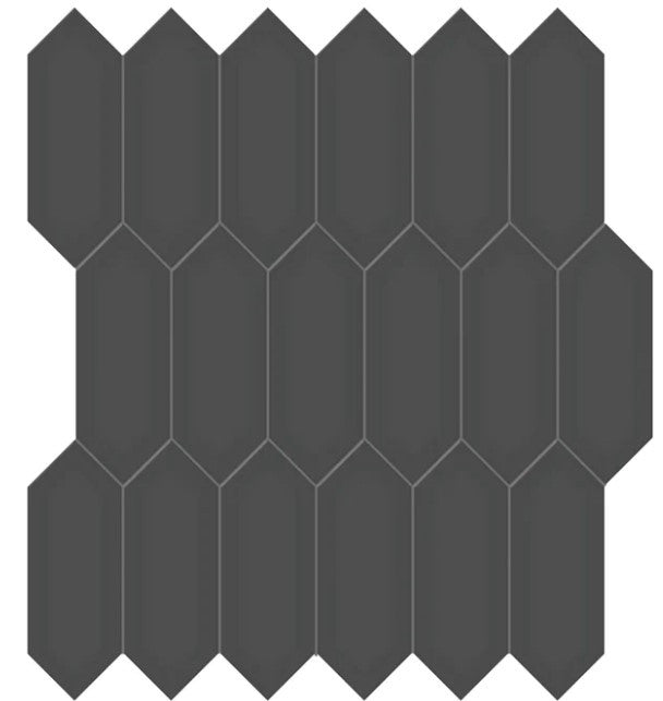 Anatolia Soho Tile 2 x 5 Picket 4501-0486-0 GLOSSY Retro Black Mosaic
