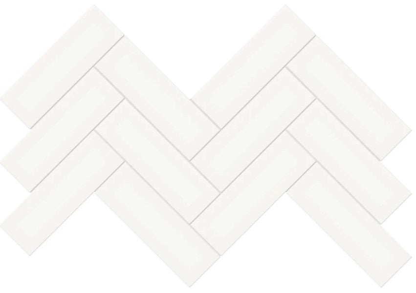 Anatolia Soho Tiles Herringbone Mosaic 4501-0519-0 GLOSSY Canvas White