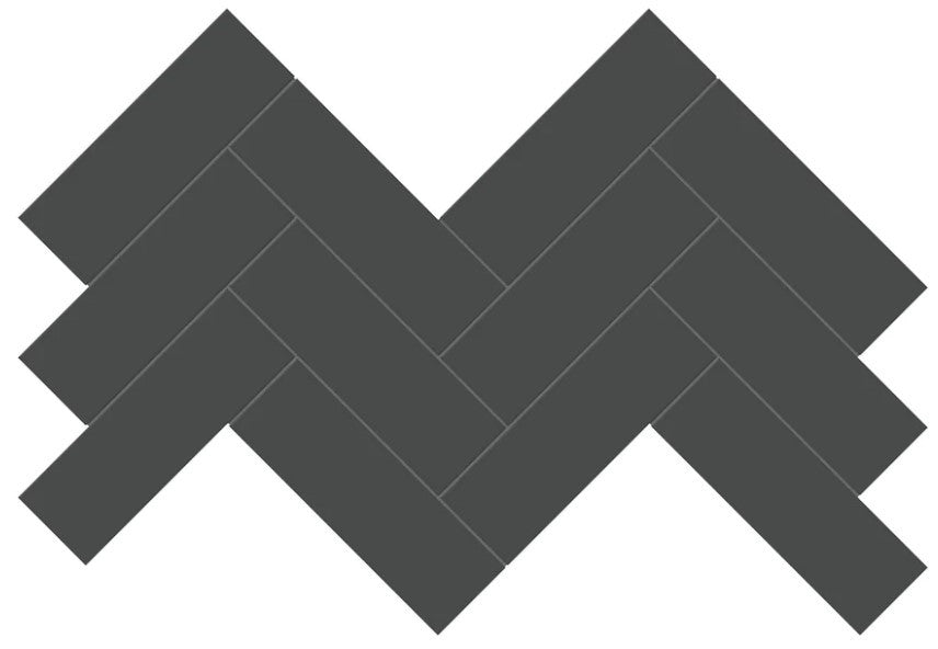 Anatolia Soho Tiles Herringbone Mosaic 4501-0525-0 GLOSSY Retro Black