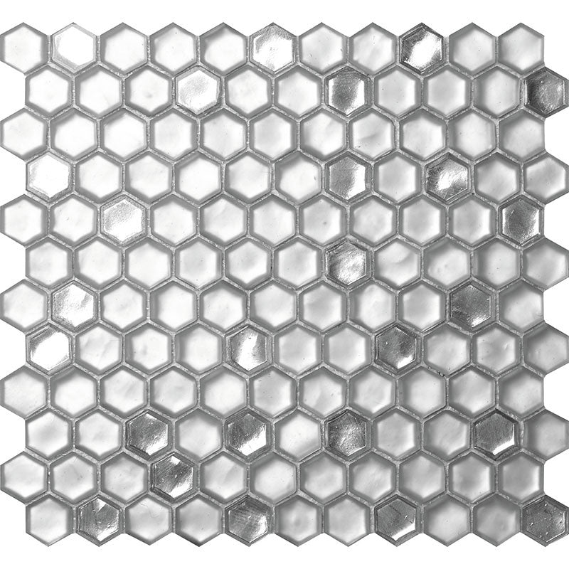 Glamour Series Cordoba Silver glass Hexagon tile mosaic AHX-01