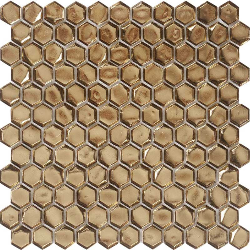 Glamour Series Cordoba Gold glass hexagon mosaic tile AHX-08