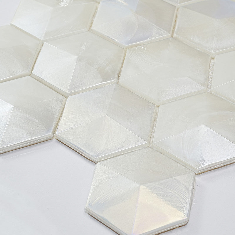 MIR Mosaic Allure Series White Hexagon AL-02WHT-H Top View