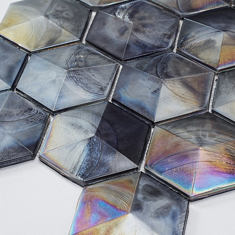 MIR Mosaic Allure Series Grey Hexagon AL-05GRY-H Top View