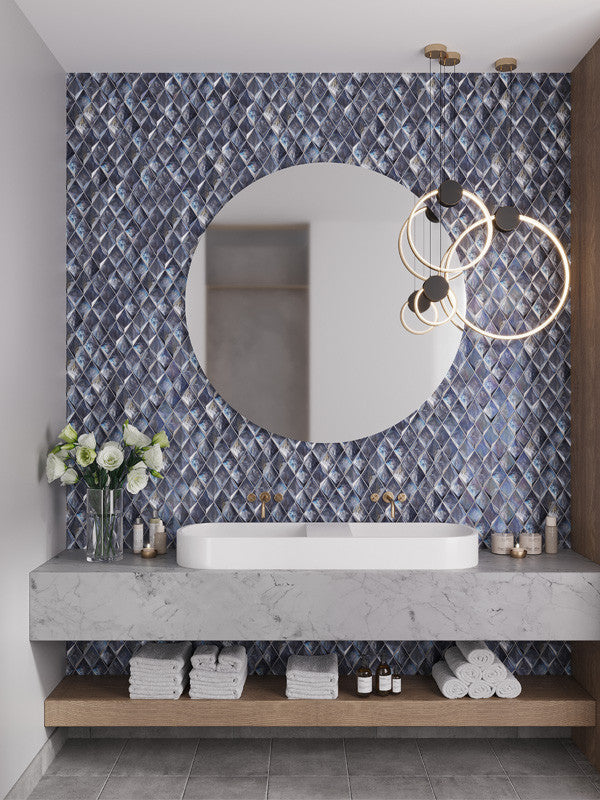 MIR Mosaic Allure Series Grey Diamond AL-06GRY-D bathroom sink install