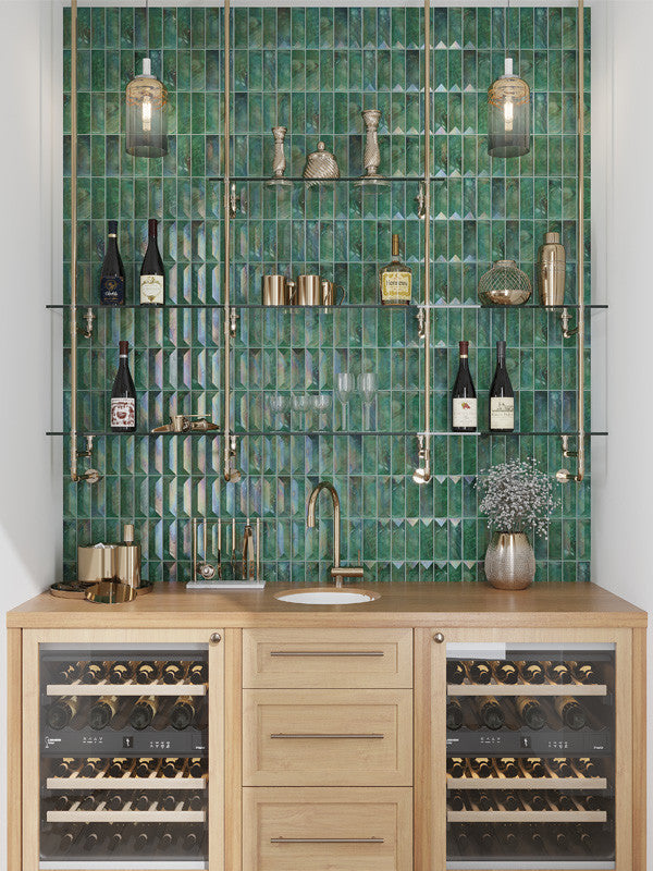 MIR Mosaic Allure Series Green Rectangular AL-07GRN-R wet bar install