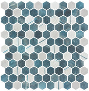 Aragon Hills AGH-5411 Qassle Blu recycled glass tile mosaic hexagon