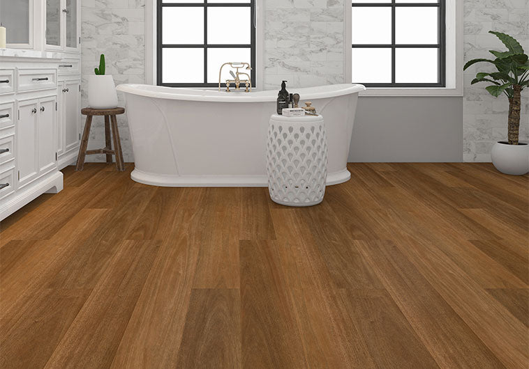 Arvora LVT Warm Mahogany 7 x 48 ARLVT-1008 Bathroom Floor Close Up