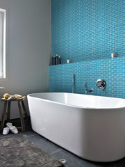 Mir Mosaic BR-041 Aqua 1 x 3 subway tile mosaic tub wall