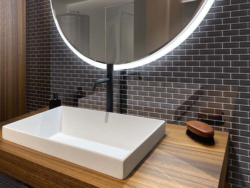 Mir Mosaic BR-098 Pewter 1 x 3 bathroom sink subway tile mosaic