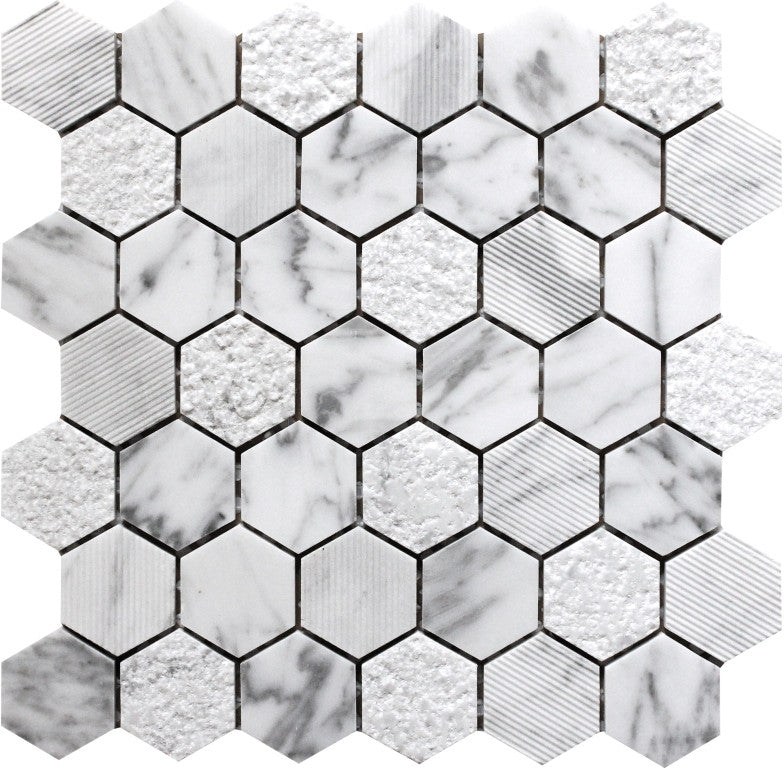 Mir Mosaics Bali Series Indi Carrara BL-01CA marble mosaic tile