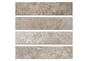 Calco Linzo CLC-6442 brown matte textured 3x12 porcelain subway tile, group of four tiles