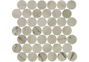 Calvari Terrene CAV-4041 Gray Penny Round Recycled Glass Mosaic Tile for Kitchen Backsplash, Shower Walls & Fireplace