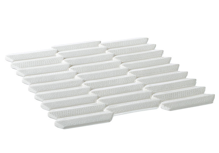 Chiseled Dreams Elongated hexagon glass tile mosaic CDR-5591 Vella Trance side view