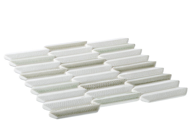 Chiseled Dreams Elongated hexagon glass tile mosaic CDR-5592 Neyland Daze side view