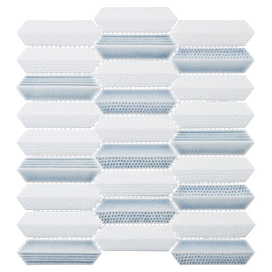 Chiseled Dreams elongated hexagon glass tile mosaic CDR-5594 Noon Siesta