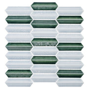 Chiseled Dreams elongated hexagon glass tile mosaic CDR-5595 Dalmation