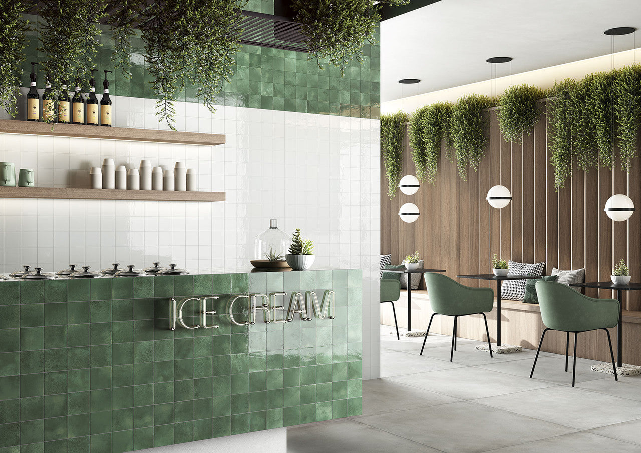 Elios Ceramica Clay Series 4 x 4 Glossy Emerald wall tile install