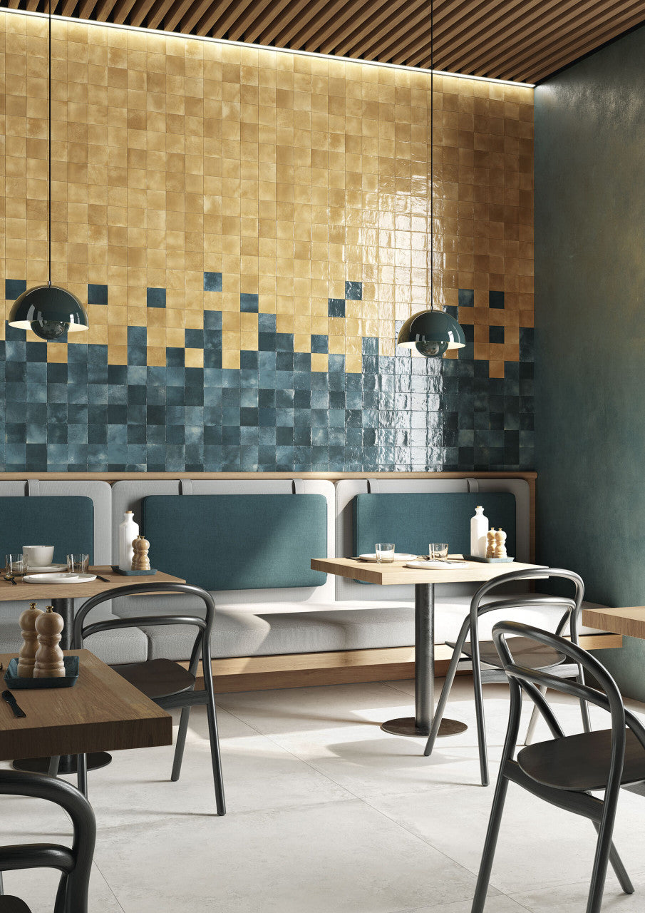 Elios Ceramica Clay Series 4 x 4 Glossy Ocean wall tile install