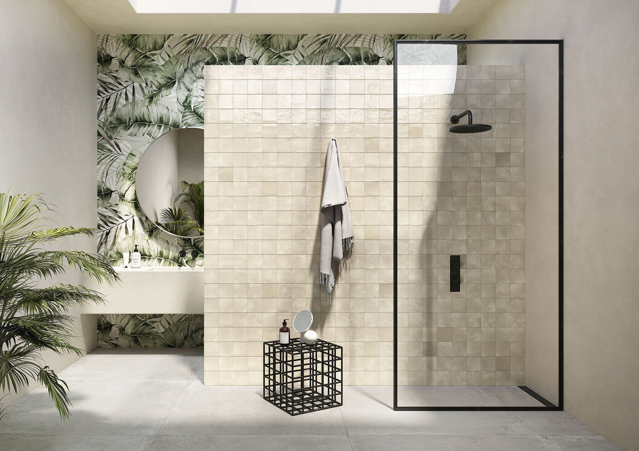 Elios Ceramica Clay Series 4 x 4 Glossy Linen bathroom wall tile