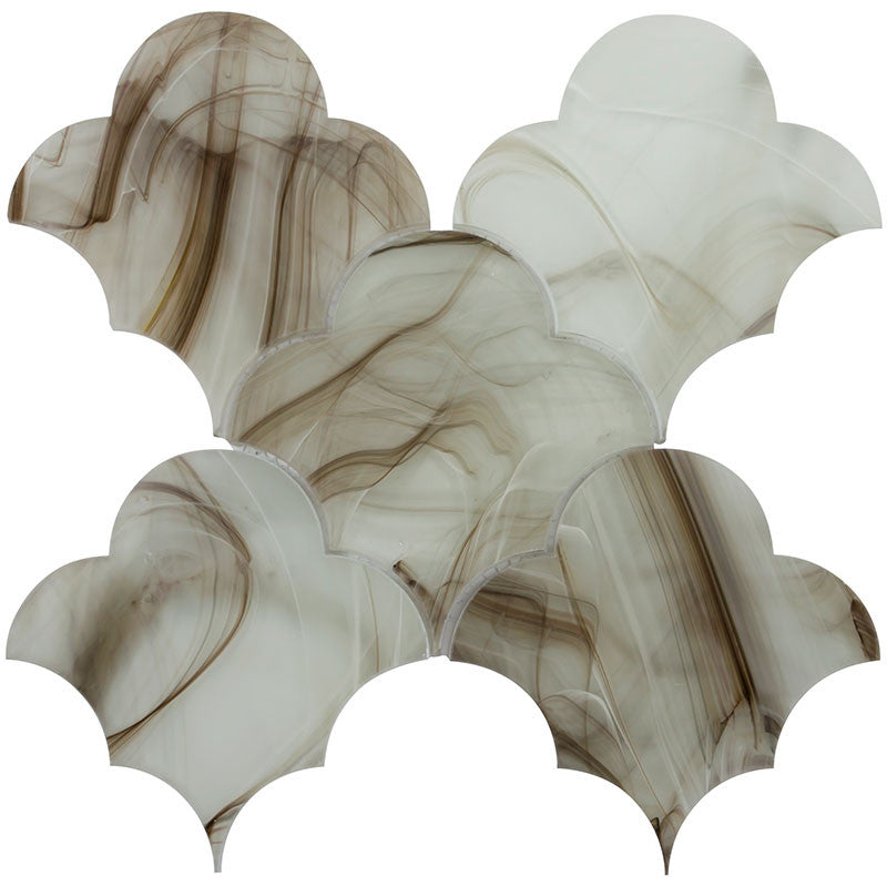 Cloud 9 CLA-10AM Amber Atlas Arabesque Glass Tile Mosaic