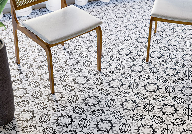 Cucina Italia Series Hexagon Floor Tile CIA-6051 Trivette Flora Floor Install