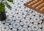 Cucina Italia Series Hexagon Floor Tile CIA-6052 Cesto Di Fiori Floor Install