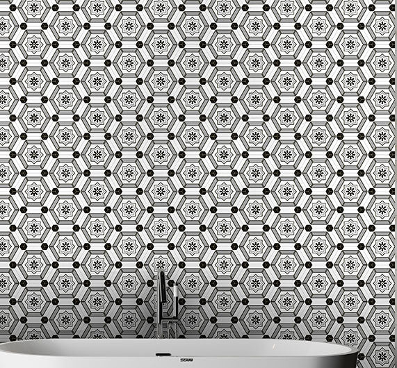 Cucina Italia Series Hexagon Floor Tile CIA-6052 Cesto Di Fiori Room Scene