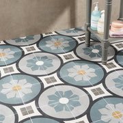 Dhar Bloom Blue TLPRDHRBLMBLU9X9 Pattern Tiles Bathroom Floor