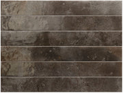 Glossy black subway ceramic wall tile, 2x16, with rich shade variation for a modern kitchen backsplash