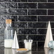 Equipe Mallorca 2 x 8 Black kitchen backsplash tiles - Amagansett Jet Black 2 in. x 8 in., Montauk Jet Black 2 x 8 Mixed Finish Ceramic Tile,  MYORKA BLACK 
2 X 8, Silk Daku 2 X 8