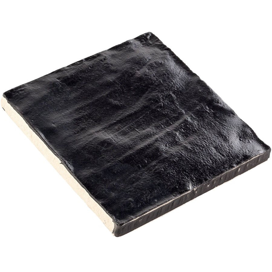 Equipe Mallorca 4 x 4 Black individual tile - Amagansett Jet Black 4 in. x 4 in., Montauk Jet Black 4x4 Mixed Finish Ceramic Tile,  MYORKA BLACK 4X4, Silk Daku 4 X 4