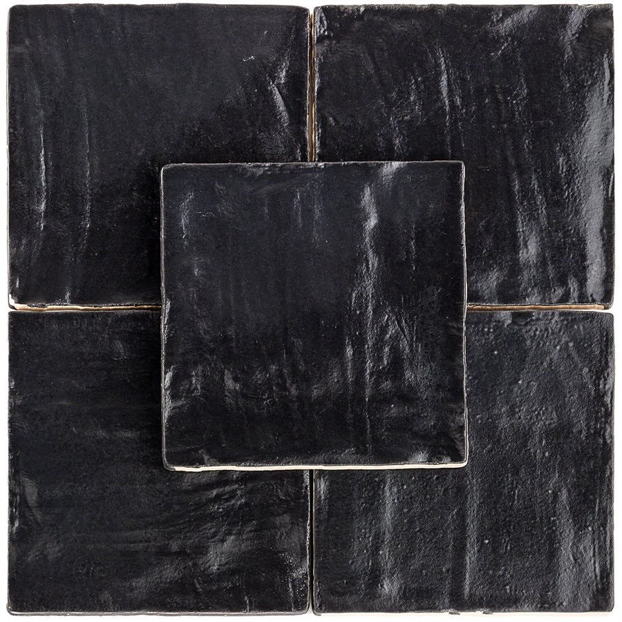 Equipe Mallorca 4 x 4 Black tiles - Amagansett Jet Black 4 in. x 4 in., Montauk Jet Black 4x4 Mixed Finish Ceramic Tile,  MYORKA BLACK 4X4, Silk Daku 4 X 4