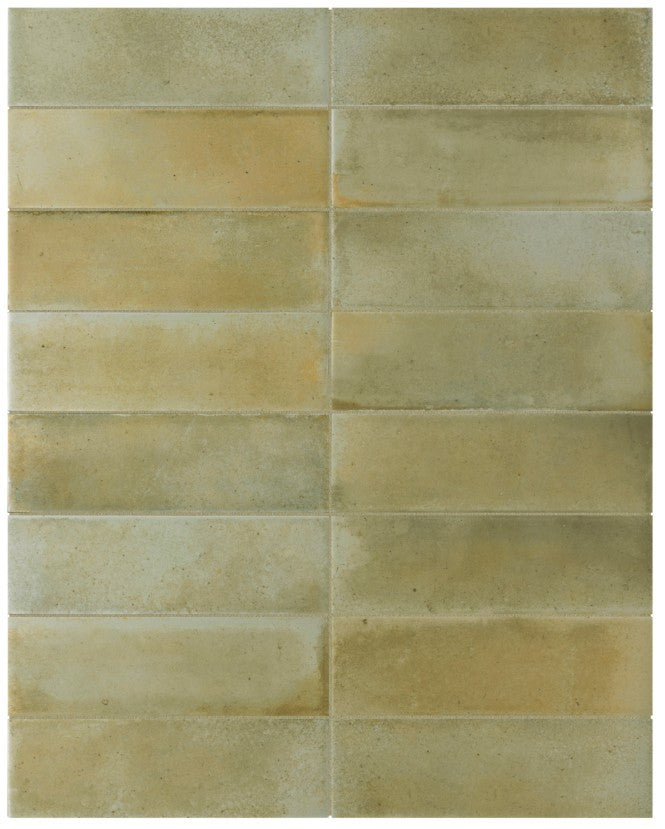 Equipe Raku Series Sage 2.5" x 8" Ceramic subway tile