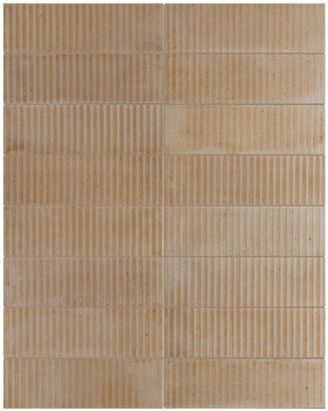 Equipe Raku Series Sand 2.5" x 8" Ceramic subway tile with stripes