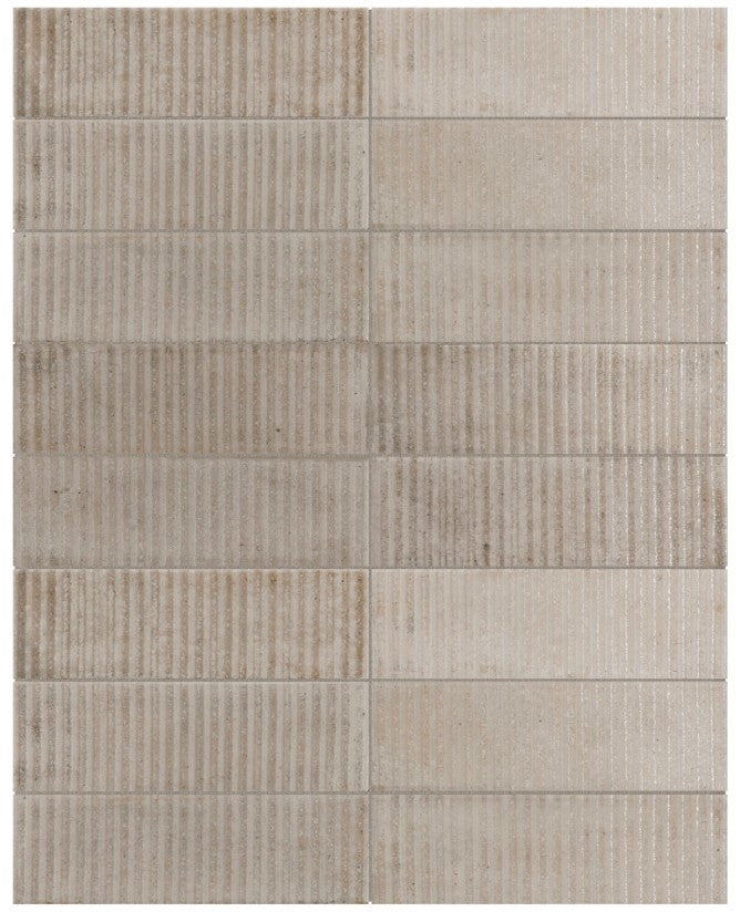 Equipe Raku Series Smoke 2.5" x 8" Ceramic subway tile with stripes