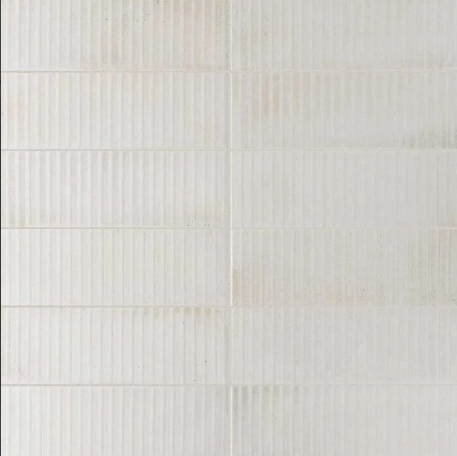 Equipe Raku White 2.5" x 8" Ceramic subway tile with stripes