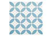 Foliaga Borage FOL-6411 blue and white floral recycled glass mosaic tile with matte and glossy accents