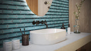 Frey Facade 2 x 5 Glass Subway Tile FYF-5493 Hermosa Magic Vanity backsplash