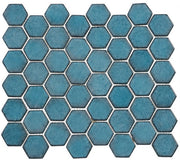 Greenwich Collection Hexagon Recycled Glass Mosaic GR-888 Lafayette Blue