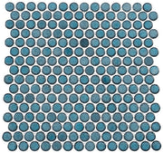 Greenwich Collection Penny Round Recycled Glass Mosaic GR-884 Lafayette Blue