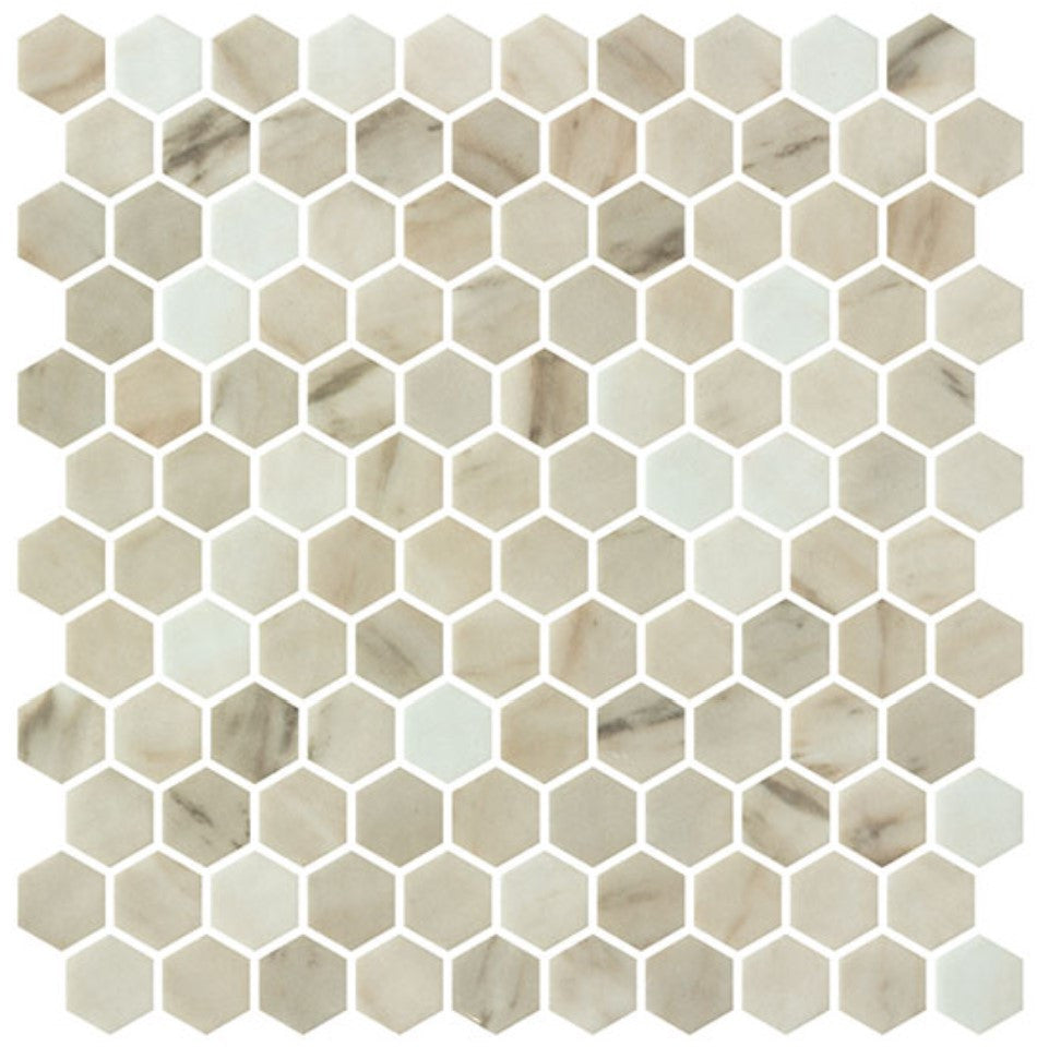 Grenada Views 1 inch hexagon recycled glass mosaic GV5403 Cordoba Mist
