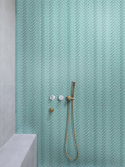 Mir Mosaic Aqua Glossy 1 x 3 herringbone mosaic HB-041 shower wall tiles
