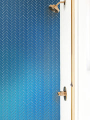 Mir Mosaic Laguna Glossy 1 x 3 herringbone mosaic HB-143 kids bath wall