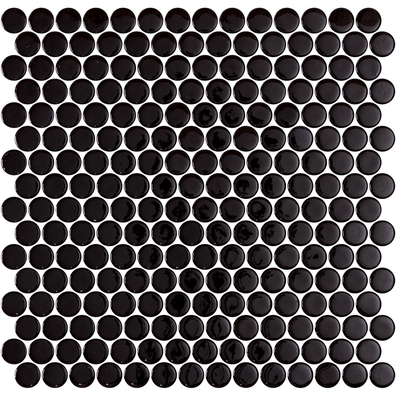 Bella Glass Tiles Hearth Palace Penny Round Shiny Black HP1PRSB