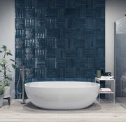 Home Series Navy 5 x 10 kitkat bathroom wall tile install