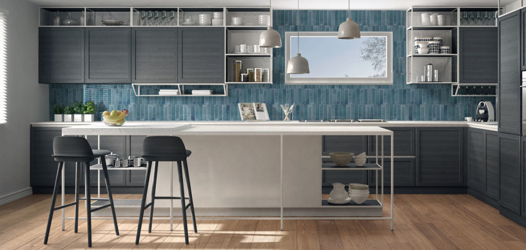 Keradom Home Series Sky 2.5 x 10 Ceramic Subway tile backsplash