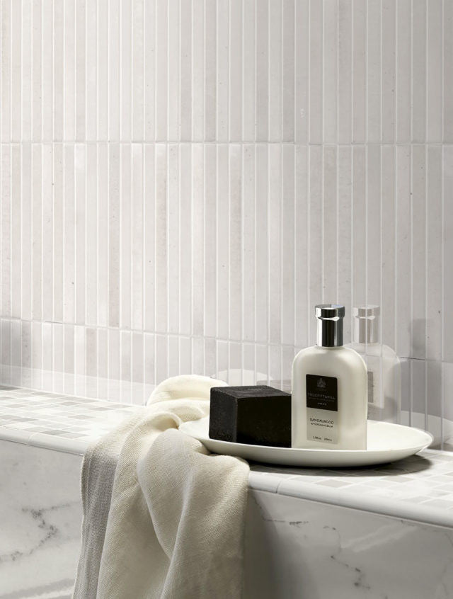 Keradom Home Series Milk 5 x 10 Kit Kat bathroom wall tile install