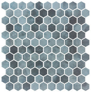 Luxacious Bay 1 inch hexagon recycled glass tile mosaic LXB-5444 Java Lagoon