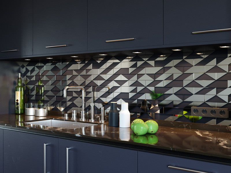MIR Mosaics Monaco Series Glass Subway Tile Mosaic MNC-05GR Moneghetti Gris kitchen backsplash install
